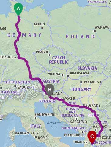 Linjat Gjermani-Maqedoni nepermjet Kroacise